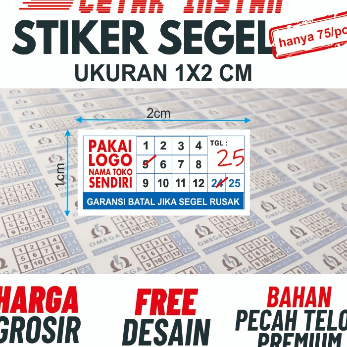 

Hemat Cetak INSTANT Stiker Segel Garansi ukuran 1x2cm Kes Pecah Telor