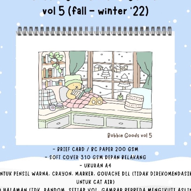 

HJ6 Bobbie Goods Coloring Book Vol 5 Fall Winter 22 2 halaman buku mewarnai kes BC tebal 2 gsm