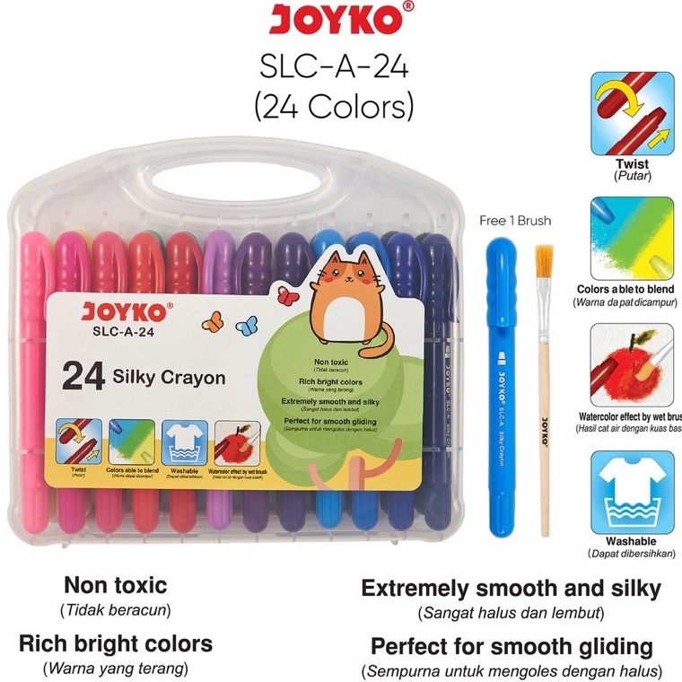 

ART D1G6 Silky Crayon SLCA24 Krayon Halus Joyko SLCA Warna Colors