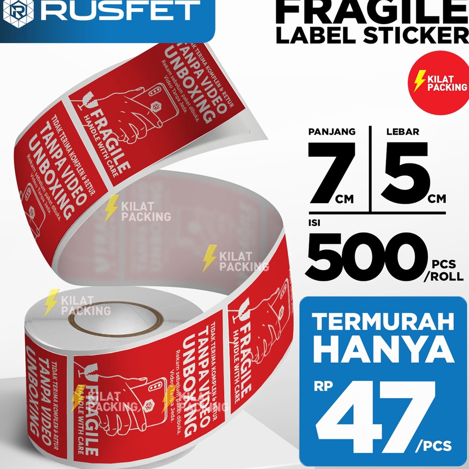 

KI3 Sticker Unboxing with Fragile Rusfet Label Wajib Video Buka Stiker Fragile pcs Per Roll