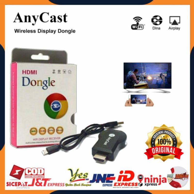 ANYCAST DONGLE WIRELESS  ALAT PENGHUBUNG HP KE TV LED  MIRACAST DONGEL ANYCASH WIFI RECEIVER TV  PEN