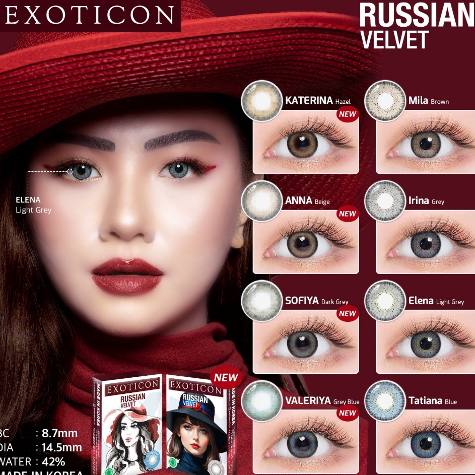 Supreme  Softlens X2 RUSSIAN VELVET 145 MM Normal  Minus 5 SD 6 By X2 Exoticon  Soflen Russian Velve