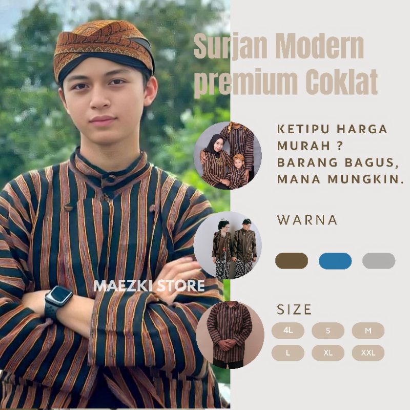 Baju Adat Surjan Jumbo bigsize Warna coklat - Surjan Atasan modern Baju Adat Pria