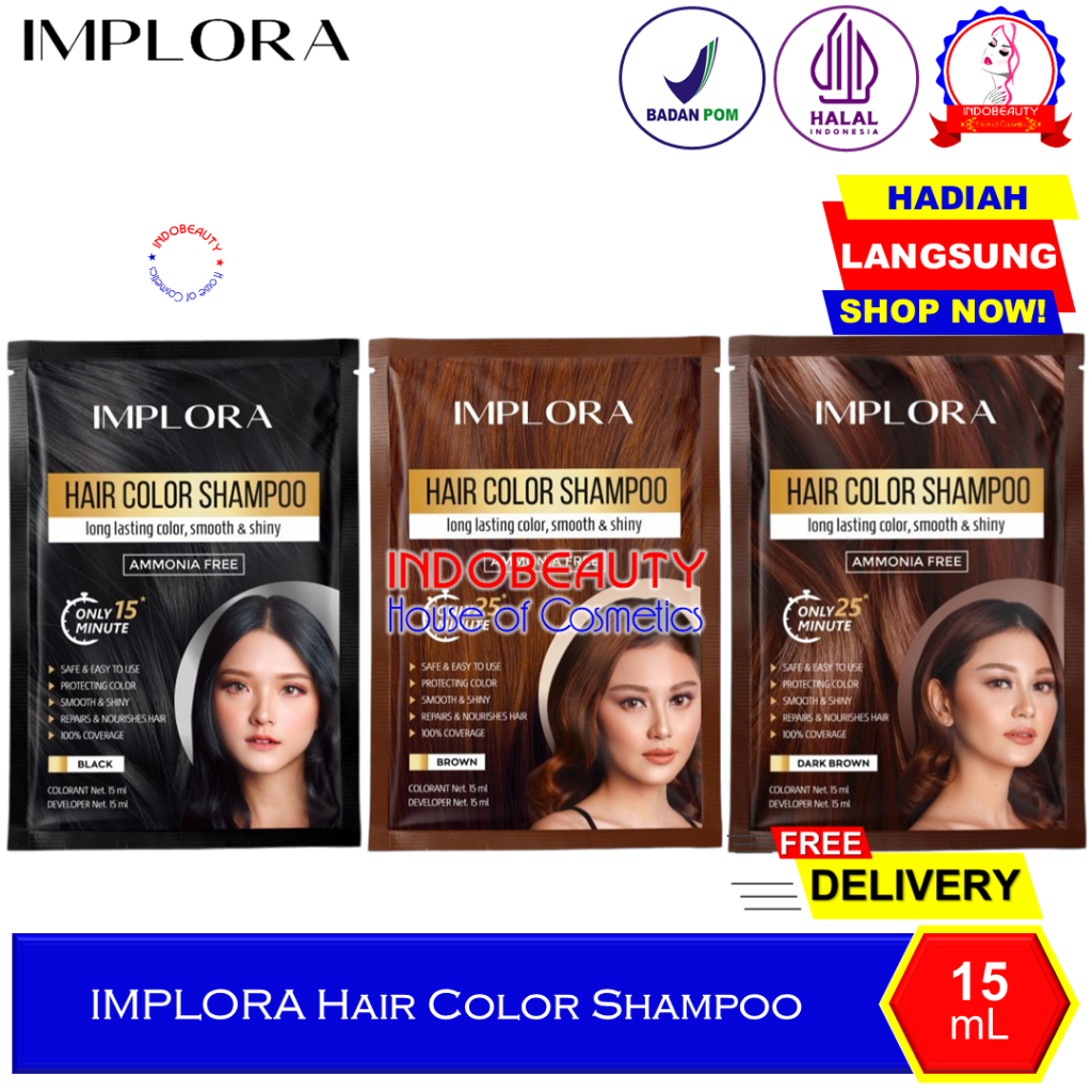 IMPLORA Hair Color Shampoo Shampo Sampo Cat Semir Pewarna Warna Rambut