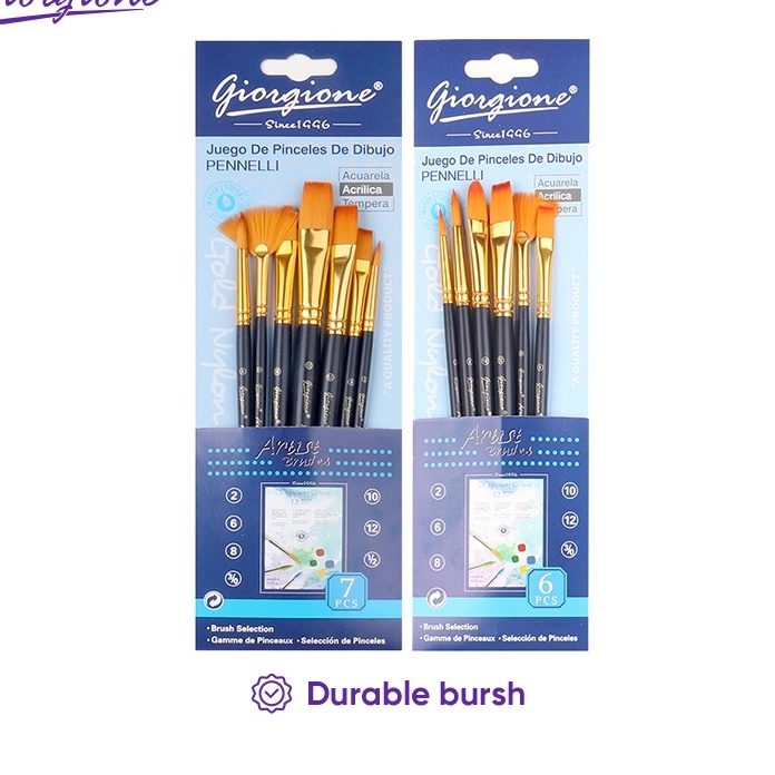 

KI3 Giorgione Paint Brush Set Kuas Lukis 34567 Pcs Nylon Taklon