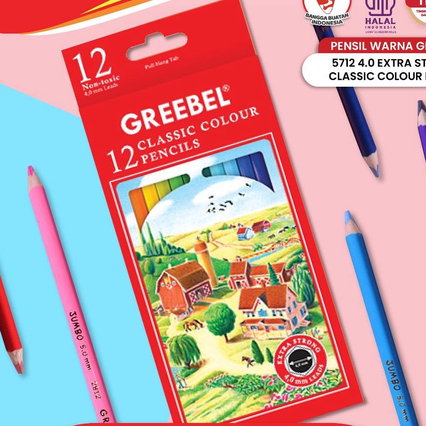 

KF7 GREEBEL Pensil Warna 5712 Classic Colour Pencils 12 Warna Coloring Pensil warna Greebel Pensil warna Aman untuk Anak Mewarnai