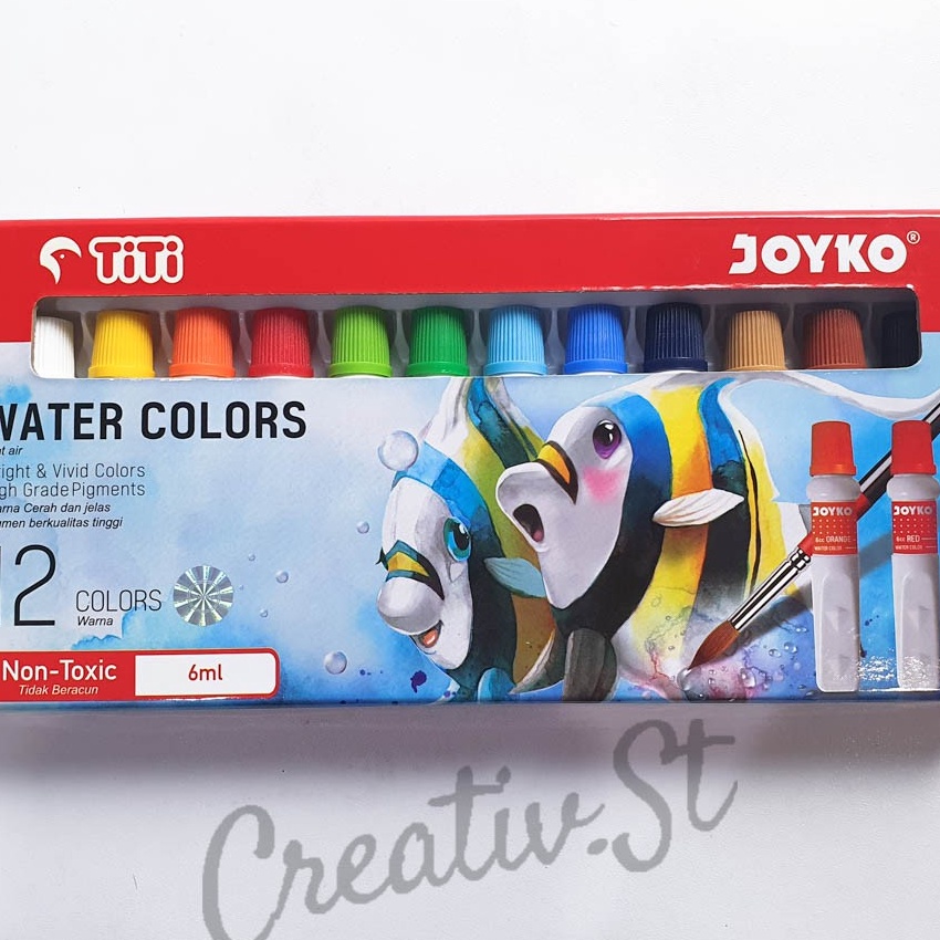 

KF7 JOYKO Cat Air Watercolor 12 Warna 6 Ml Set Paint Lukis Water Color