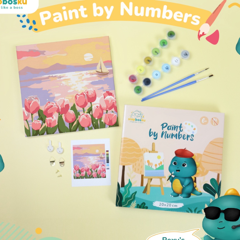 

KI3 KANVAS LUKIS PEMANDANGAN UNTUK ANAK CANVAS PAINTING BY NUMBER FOR KIDS 2x2 CM TERMASUK CAT KUAS FRAME KAYU SIAP LUKIS LANDSCAPE SERIES