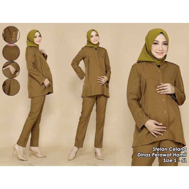Blazer baju kerja kantor seragam dinas Pemda baju khaki seragam Pemda hamil baju hamil baju bumil AR