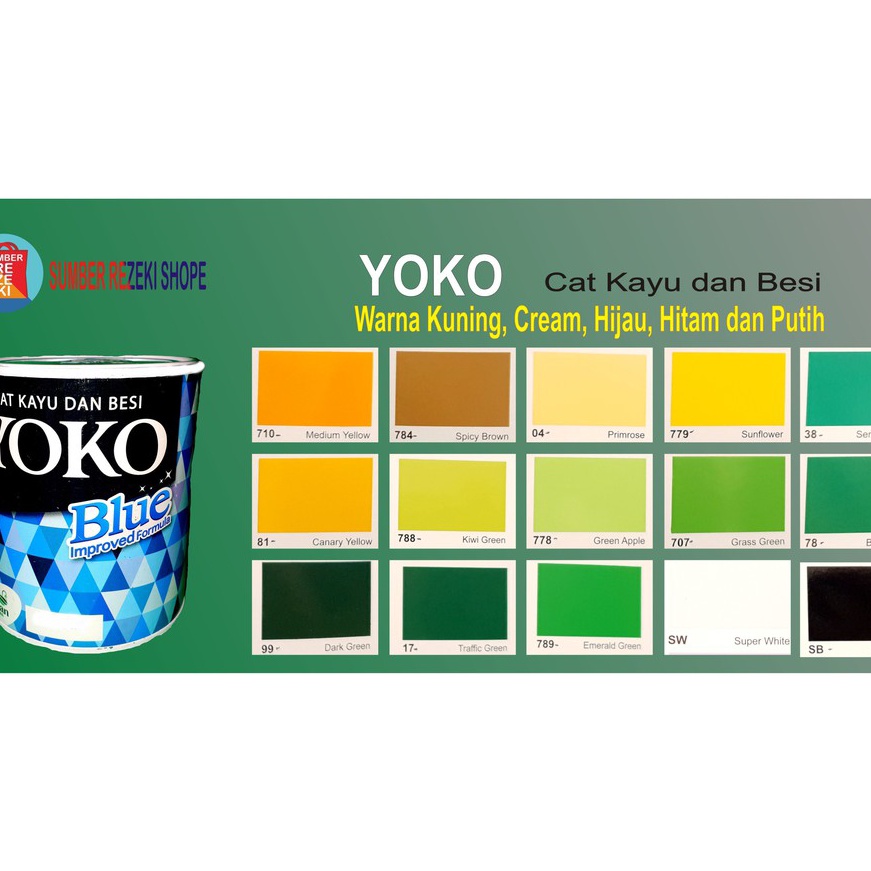 

KI3 Cat Minyak BesikayuPlastik Warna KuningHijauCreamHitamPutih YOKO Avian Brands