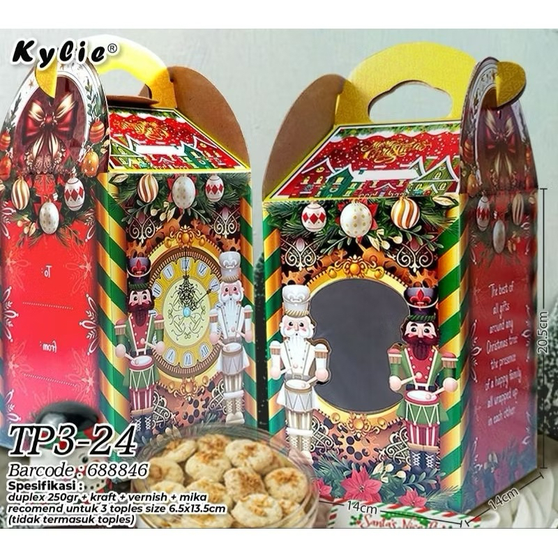 

TP3-24 Box Kue Natal Christmas Toples Bulat Isi 3