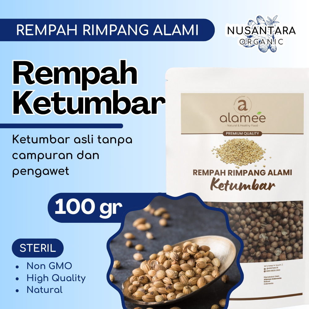 

ALAMEE Ketumbar 100 gram Organik Coriander Seed Biji Rempah Rimpang Organik Bumbu Masakan Alami
