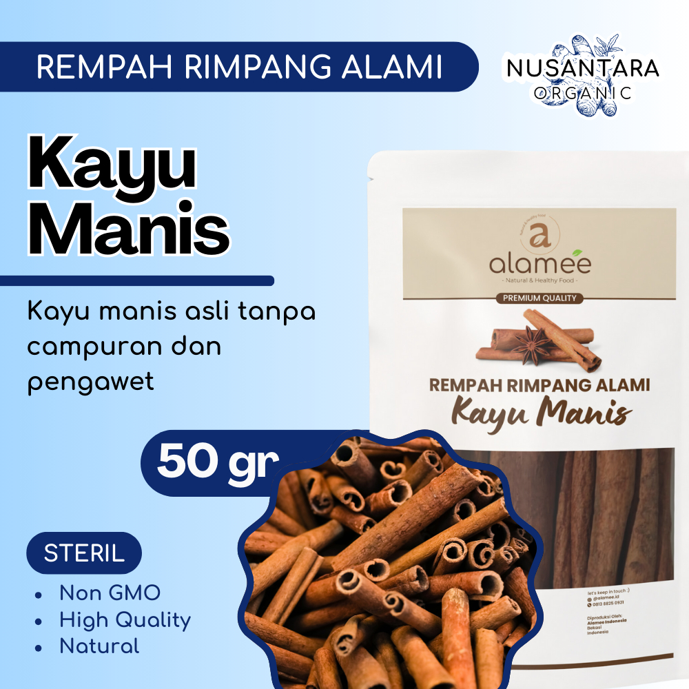 

ALAMEE Kayu Manis Kering 50 gram Cinnamon Powder Rempah Rimpang Organik Bumbu Masakan Alami