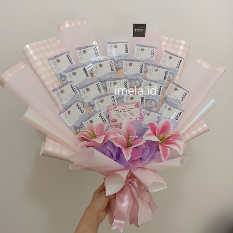 Buket uang asli / buket uang / hadiah ultah / hadiah wisudah / buket bunga