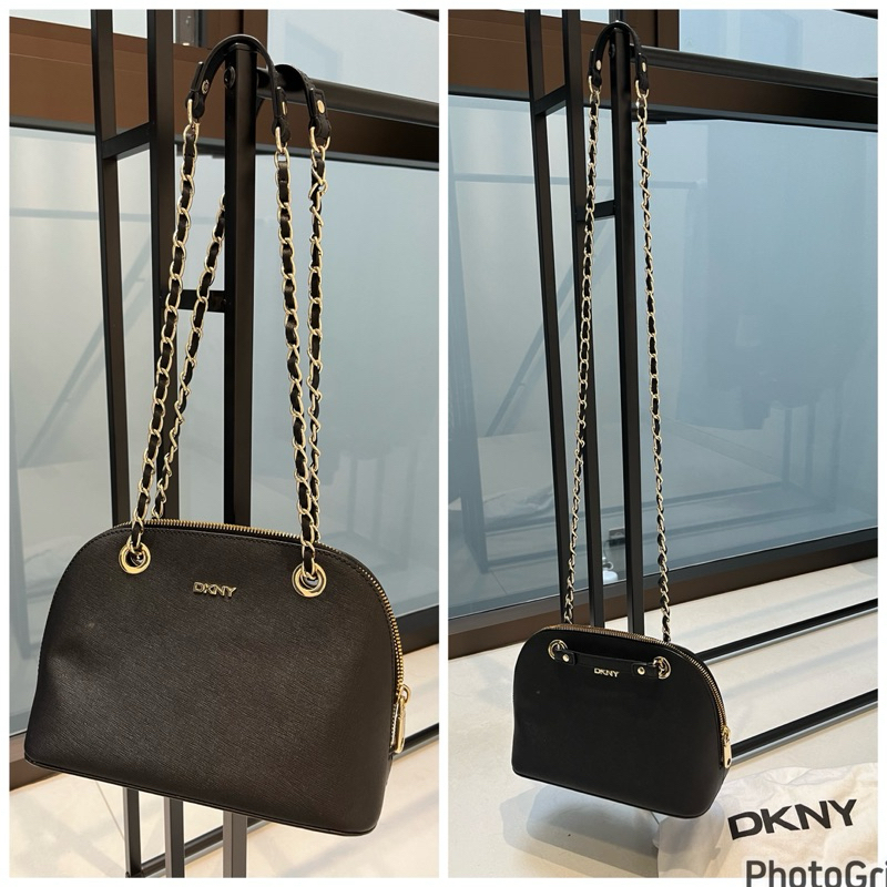 DKNY Donna Karan New York Tas Sling Bag Original Bag Crossbody Hitam Black Gold - Kecil Small - Woma