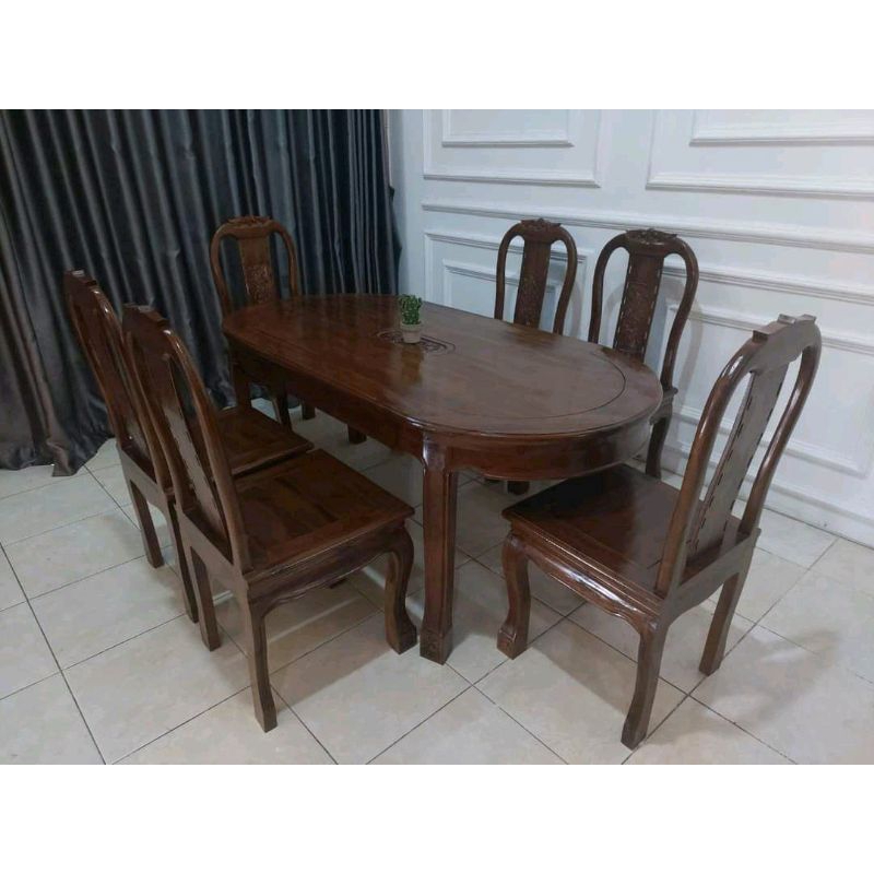 meja makan bonsai 6 kursi kayu jati furniture jepara