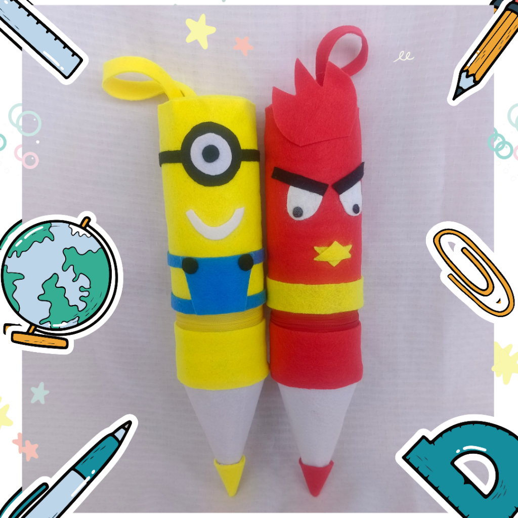 

Tempat pensil dari botol dan flanel, tempat alat tulis dari botol dan kain flanel, prakarya tempat alat tulis, prakarya dari botol dan kain flanel