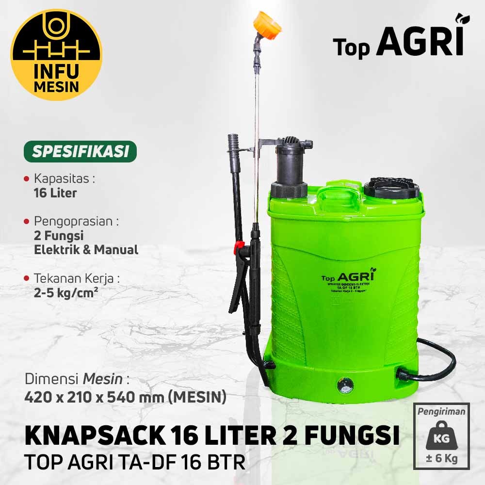 Knapsack Sprayer 16 Liter TOP AGRI 2 in 1 semprotan elektrik manual SNI