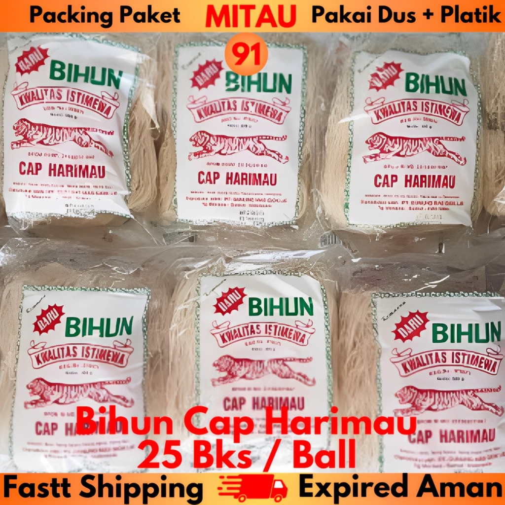 

Bihun Cap Harimau 300gr/Ball Packing Dus Beli 5 Bal Lebih Murah