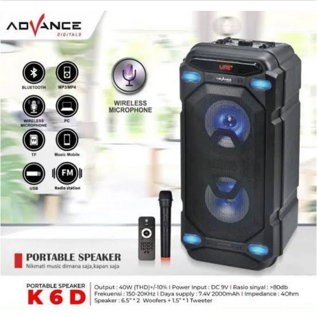 Speaker Advance K8DA K6D K8B K8D PORTABLE BLUETOOTH SUARA SUPER MANTAP BERGARANSI