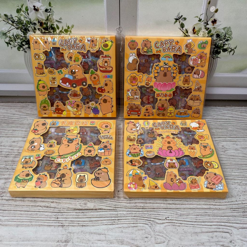 Sticker 100 Lembar Capybara 1 Set Lengkap Imut Unik / Box Stiker Capibara isi 100 Lbr Cute Lucu Alat