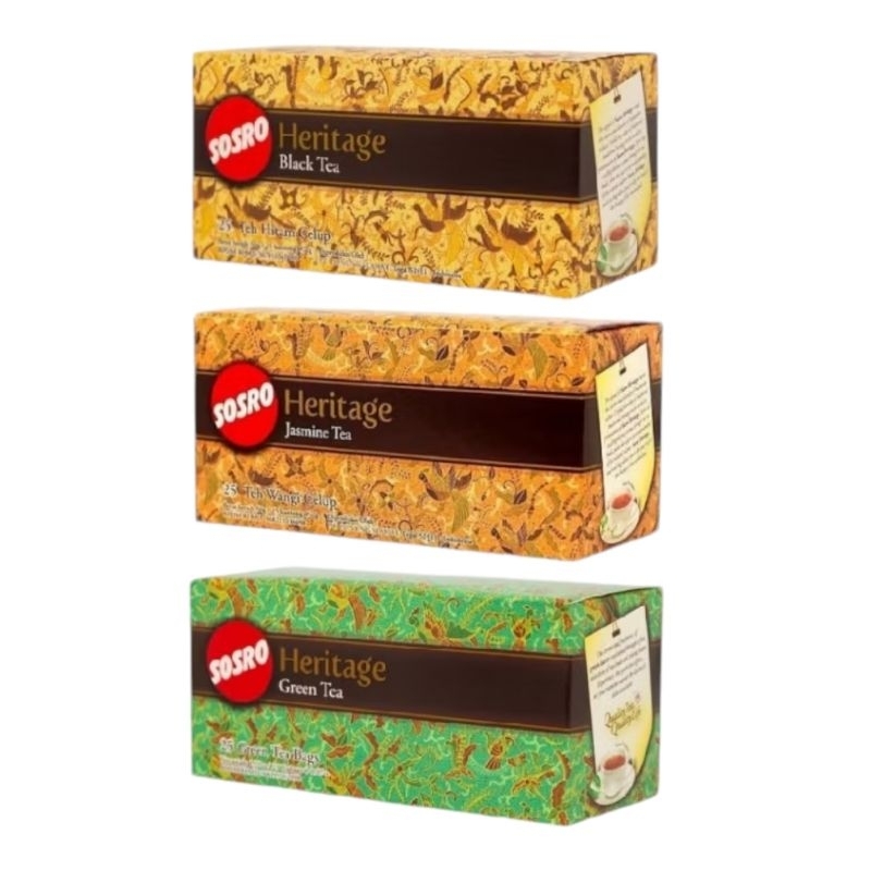 

Teh Sosro Heritage Series Teh Celup Jasmine Tea, Black Tea, Green Tea Isi 25 Pcs