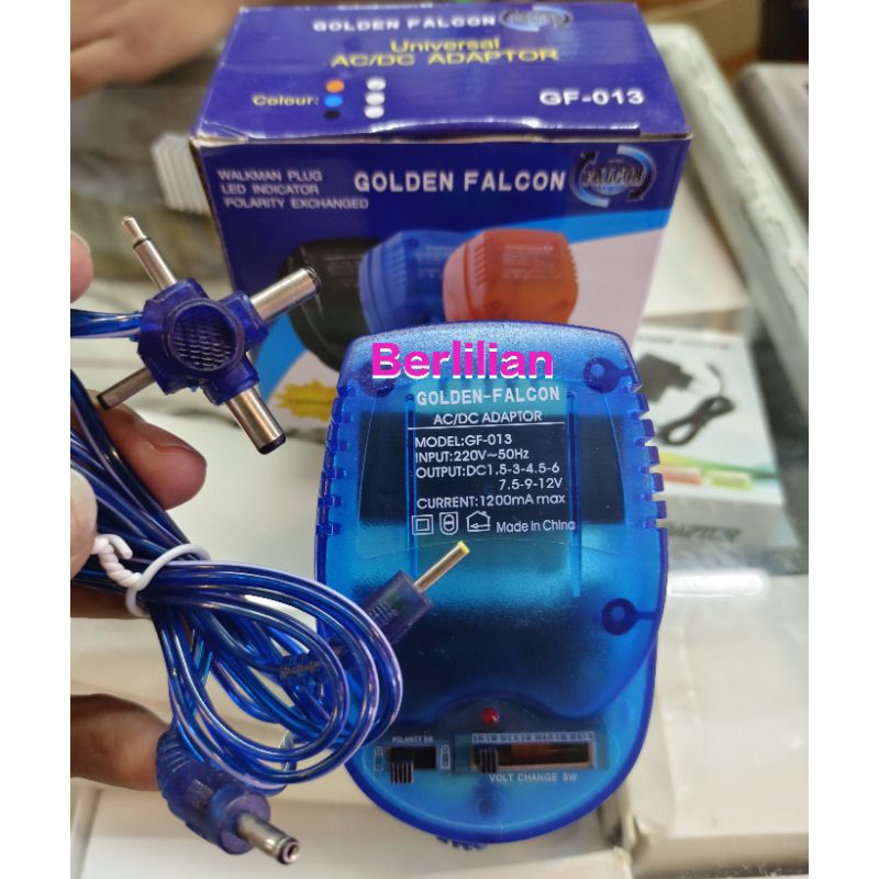 Golden Falcon AC/DC Adaptor 1,5V-12V DC 1200mA input AC 220V