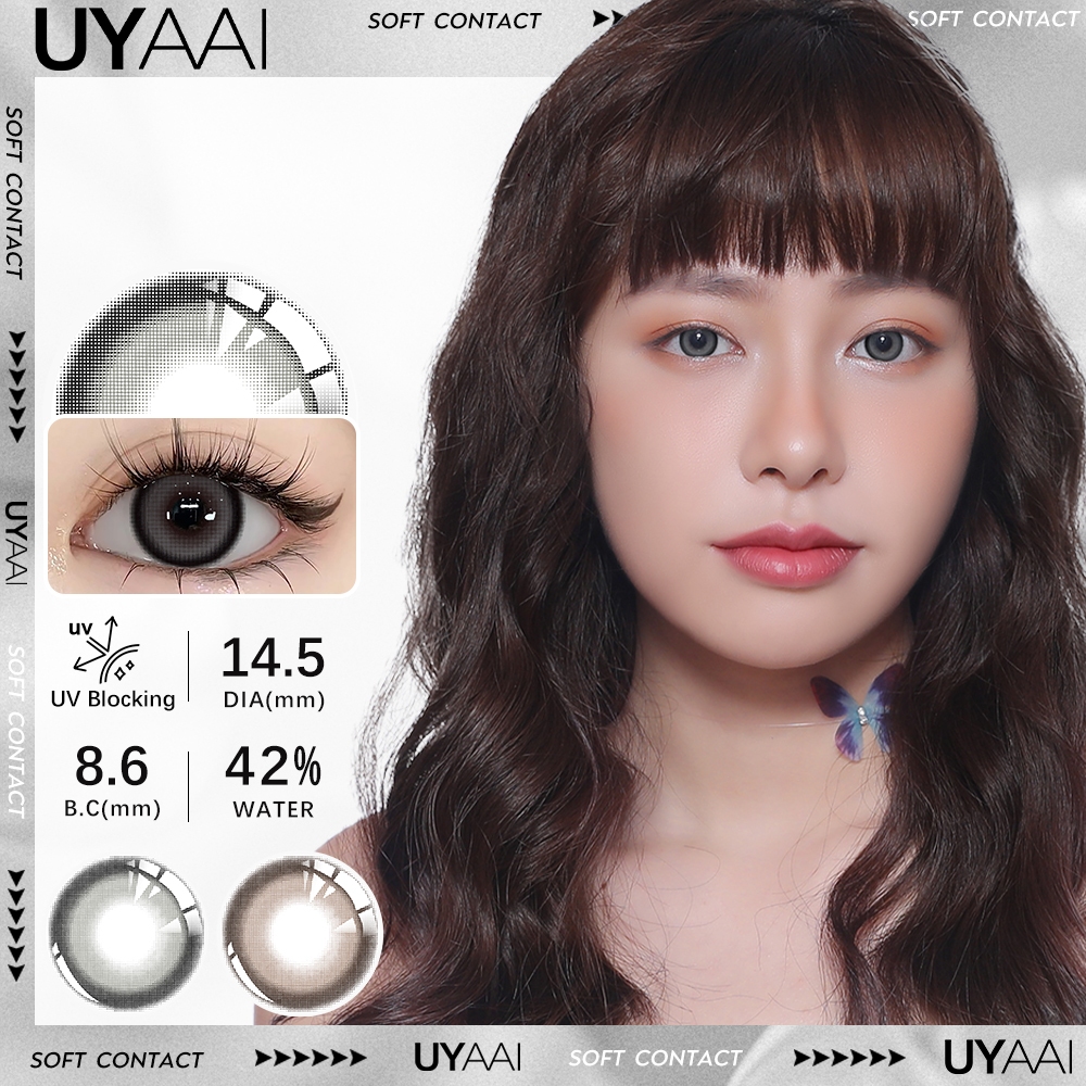 UYAAI Softlens 14.5MM Normal Mata Korea Seri Snow Ball Sepasang Lensa Kontak 6 Bulan