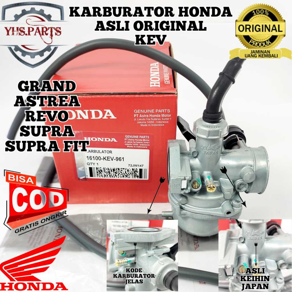 ASLI ORIGINAL KARBURATOR HONDA AHM KEV GRAND ASTREA STAR SUPRA FIT REVO PRIMA KARBU CARBU KARBURATOR