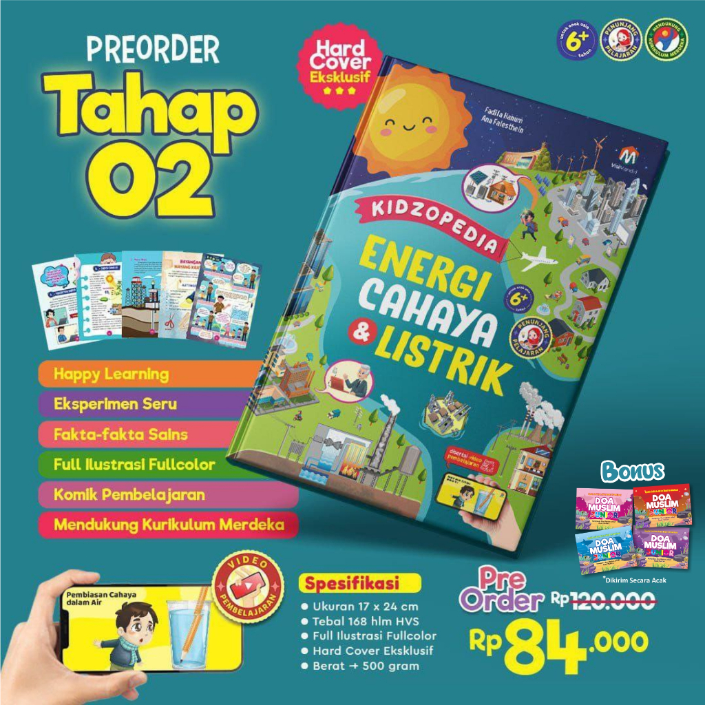 Buku Sains Anak - Kidzopedia : Energi Cahaya & Listrik ziyadbooks + Bonus Doa Muslim Junior Hard Cov