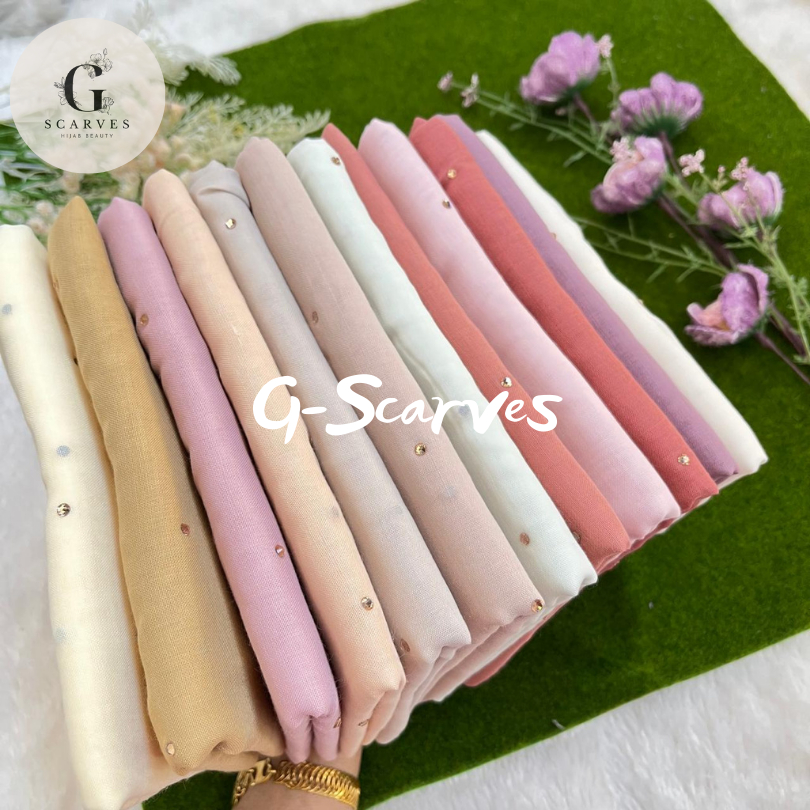 Hijab Segi Empat Paris Swarovski Rose Gold || Paris Payet Tabur Swarovski || Jilbab Paris Swarovski