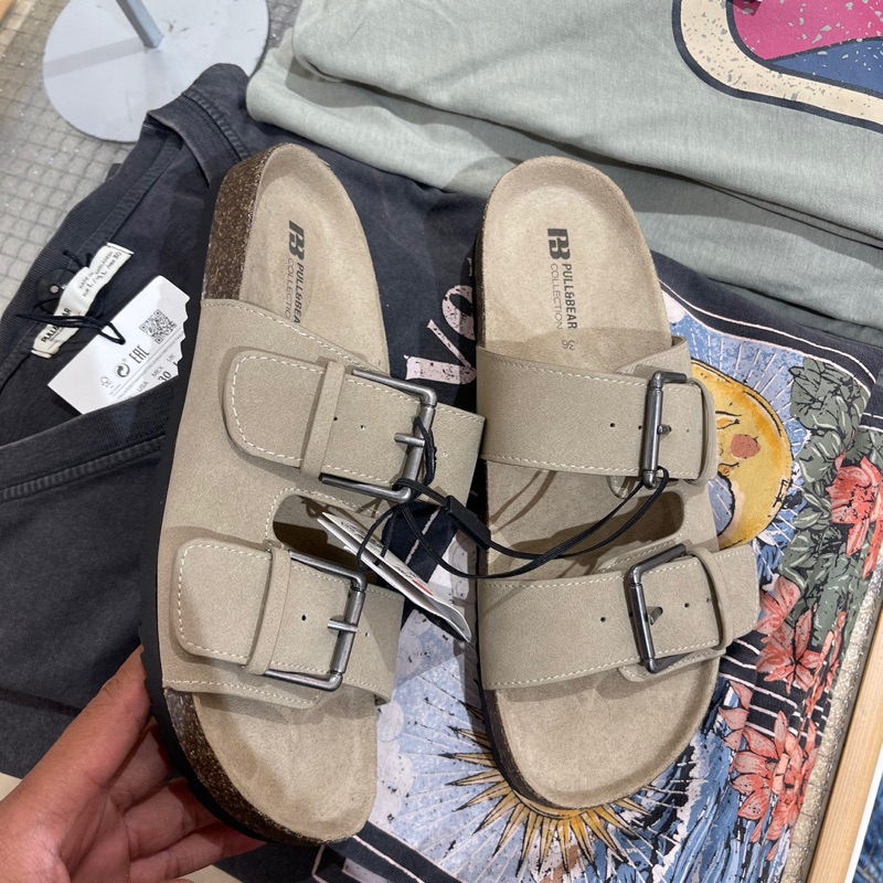 Shoes Sandal Slide Suede PULL&BEAR Woman Jastip (jasa titip)