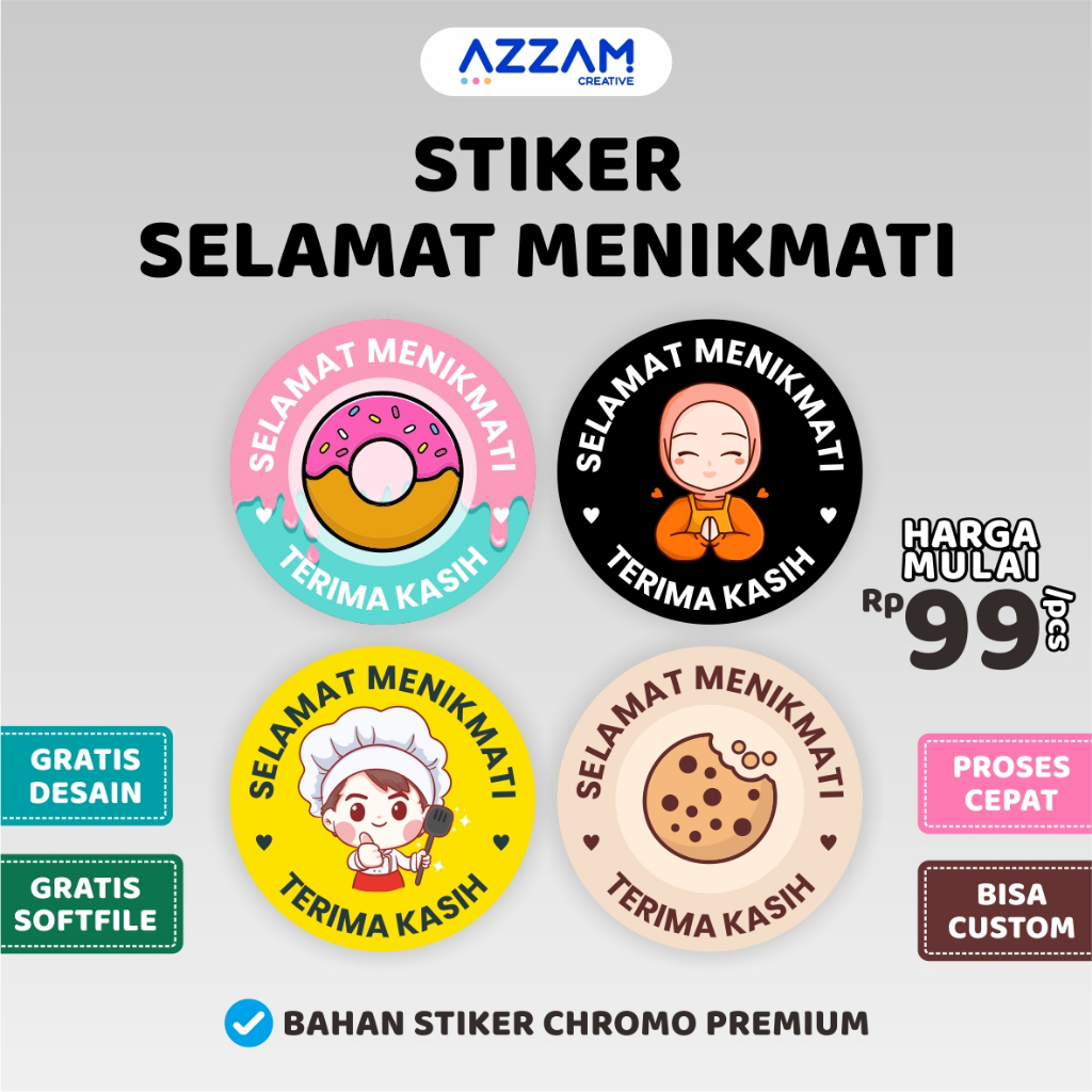 

STIKER SELAMAT MENIKMATI / STIKER TERIMAKASIH / STIKER THANK YOU / STIKER / STICKER / STIKER CUSTOM / LABEL