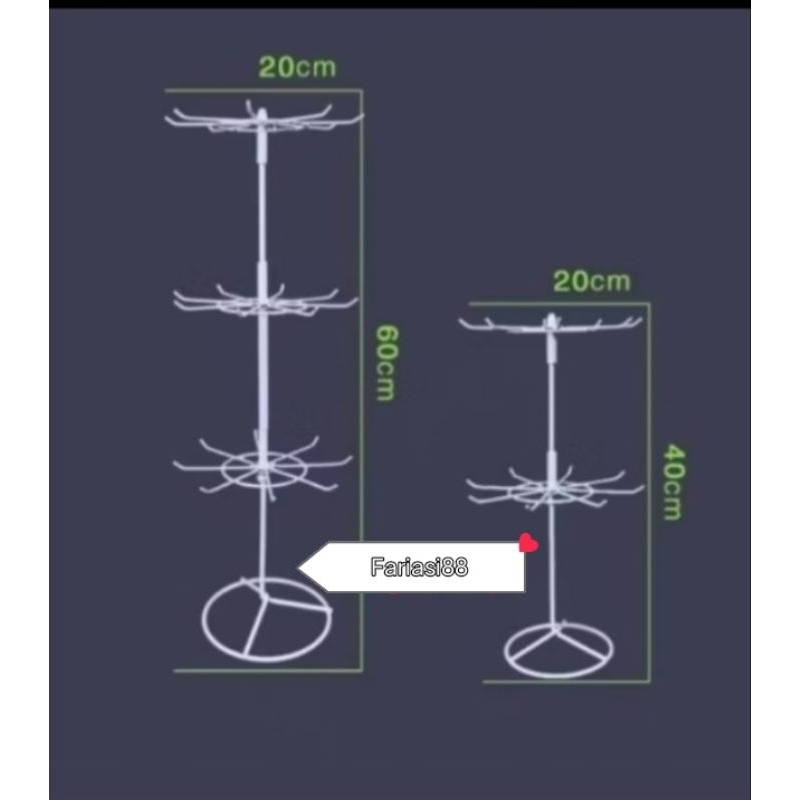 Termurah Rak Putar Aksesoris Etalase-Rak Gantungan Aksesoris-Rak Matahari putar 2 susun dan 3 Susun