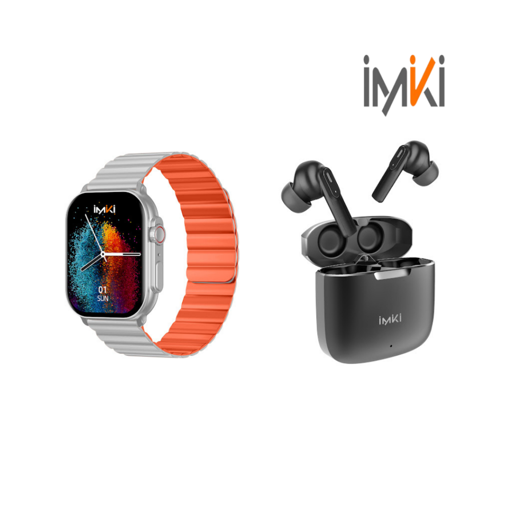 Bundling Imiki SF1 SmartWatch 2.01" AMOLED  | TWS Wireless ENC Noise Earphone Bluetooth Headset MT2 