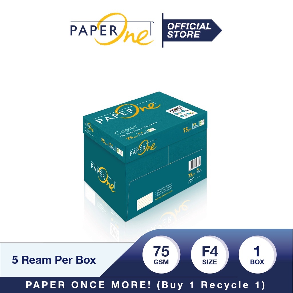 

PaperOne Kertas F4 75gr Copier 1 Box (2500 lembar) Kertas HVS F4 Kertas Fotocopy