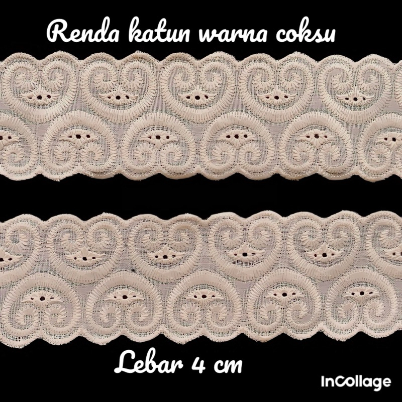 permeter renda katun warna coklat susu lebar 4 cm