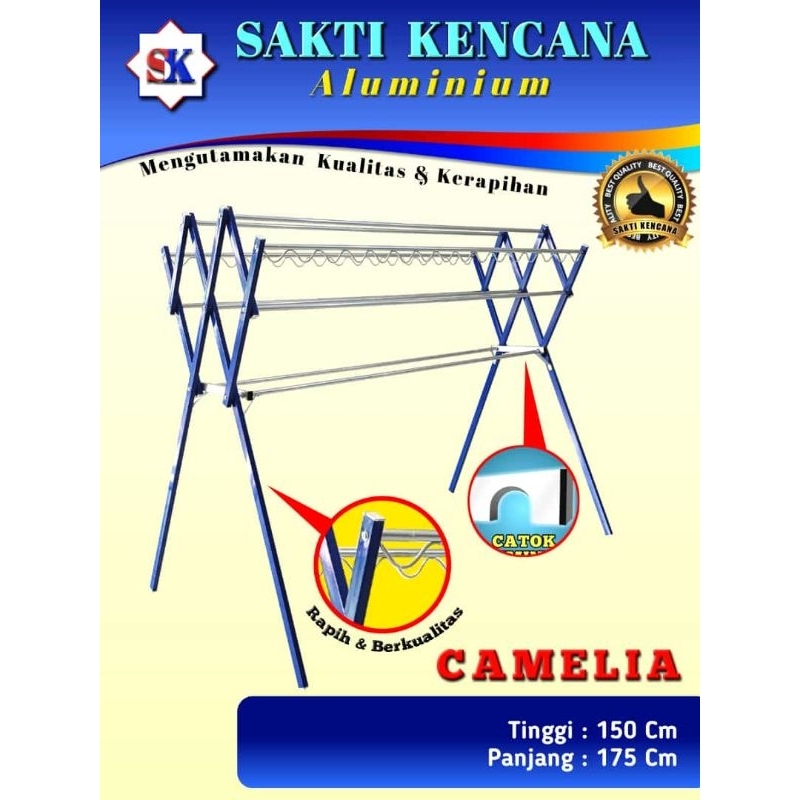 Jemuran hanger gantungan baju alumunium 9 palang/drying rack/ jemuran lipat 9 palang