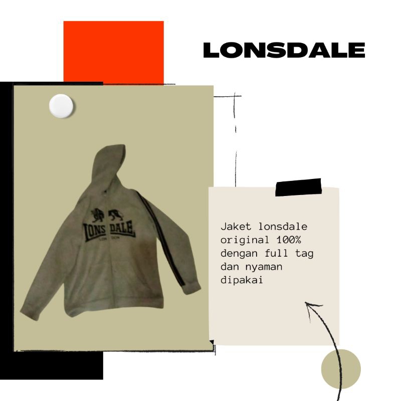 Jaket Hoodie Lonsdale Essentials Hoodie Gray Original BNWTIP