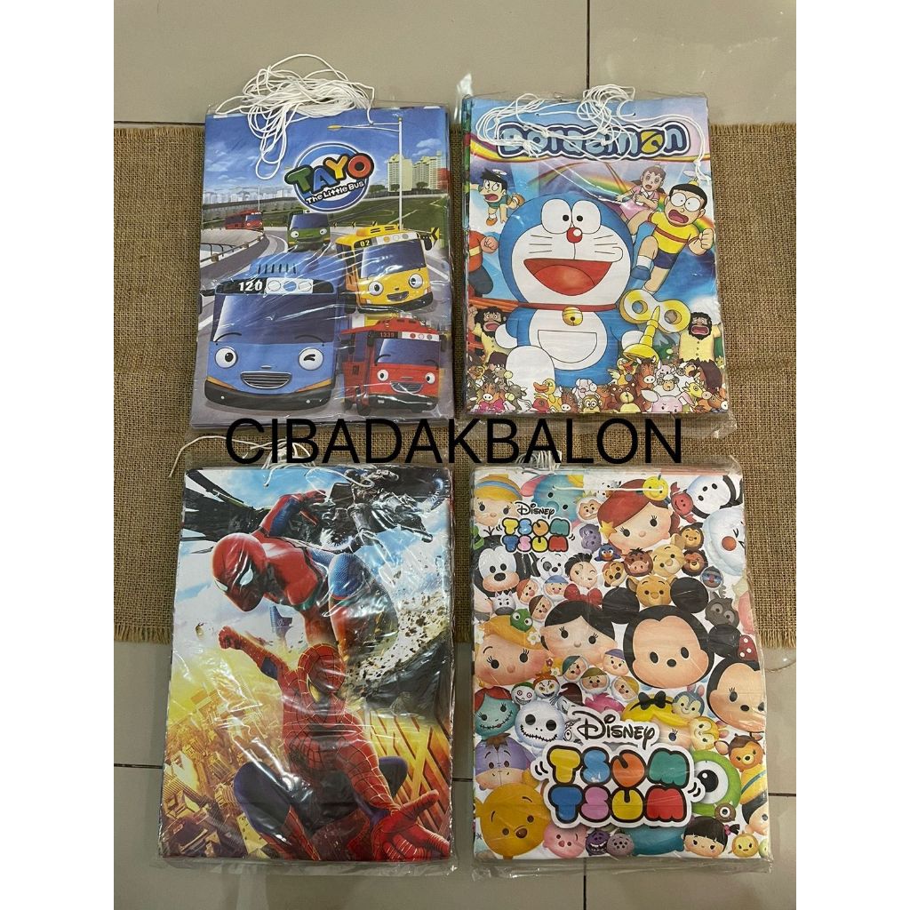 

Paper Bag Karakter BOY / Paperbag Ulang Tahun Ultah HBD / Kantong Kado / Gift Bag / Goodie Bag Tayo Doraemon Spiderman Tsum Tsum