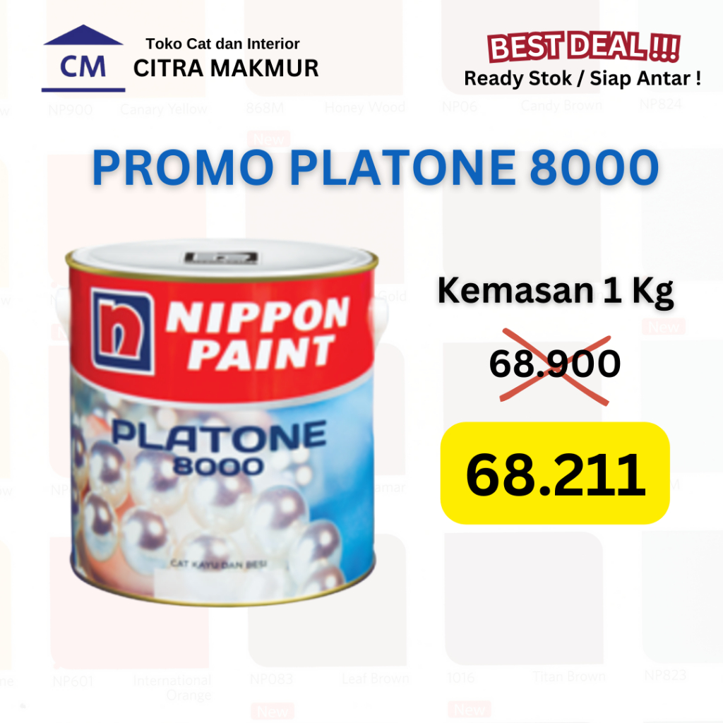 Cat Besi & Kayu PLATONE 8000 1 Kg  -- Ready Semua Warna Nippon Platone