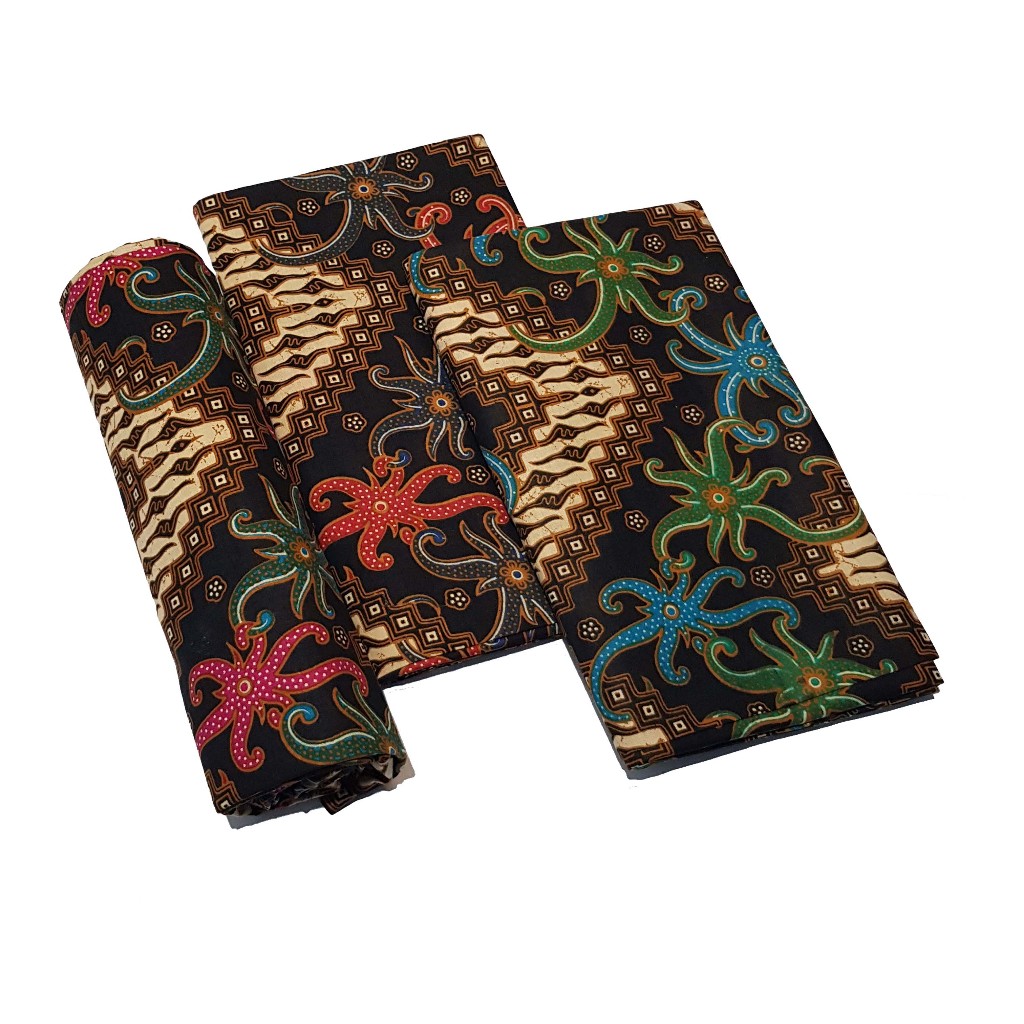 Kain Bahan Katun Fled - 53 / Jarit Batik Atasan Batik / Kain Panjang Merah Merona Hitam Manis