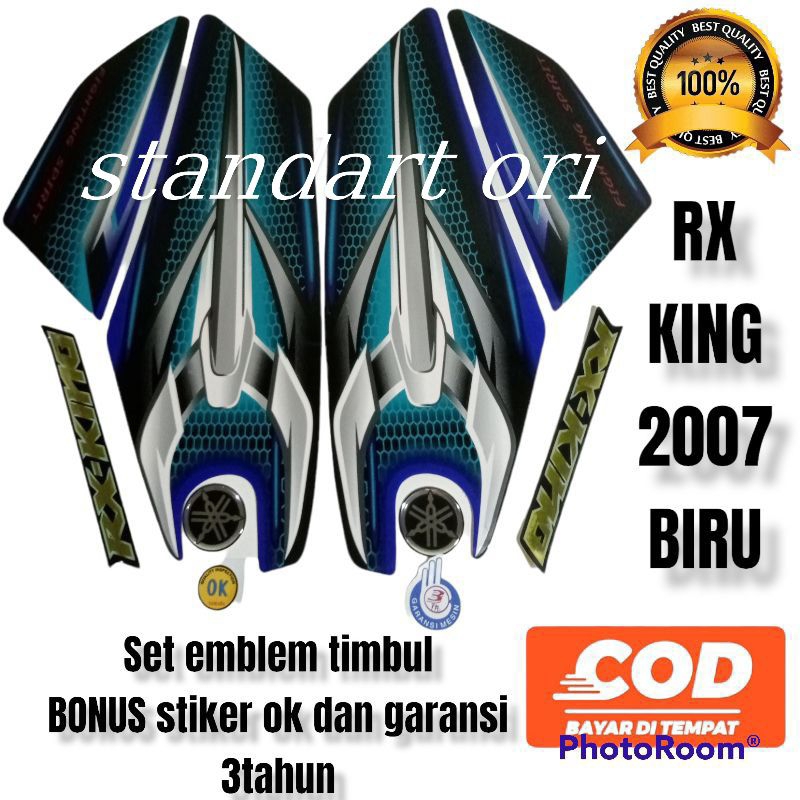 striping RX king 2007 biru+satu set emblem + bonus stiker ok+stiker garansi 3 tahun ori striping Lis