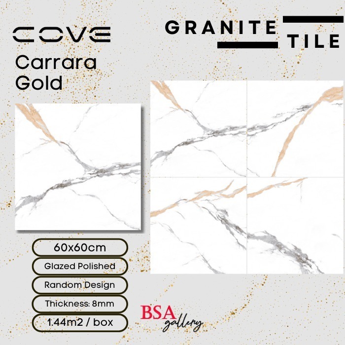 GRANIT COVE 60X60 CARRARA GOLD / GRANITE TILE PUTIH GOLD / GRANITE STATUARIO GOLD