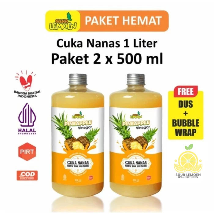 

Suur Lemoen Cuka Nanas 1 Liter - Cuka Nanas Obat Diabetes - Organic Pineapple Cider Vinegar