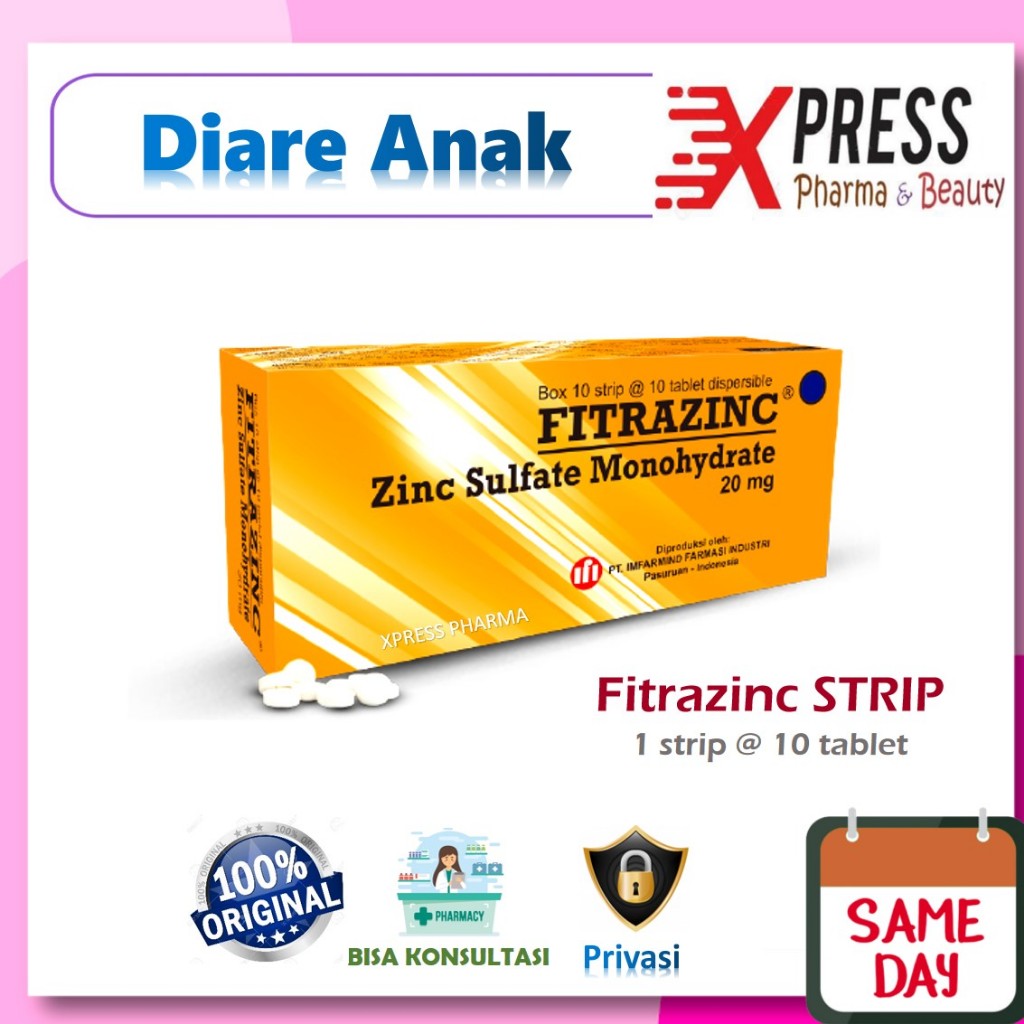 XPRESS  STRIP FITRAZINC isi 10 tablet Fitrazink Fitra Zinc Sulfate Sulfat VitraZink Vitrazinc Fitraz