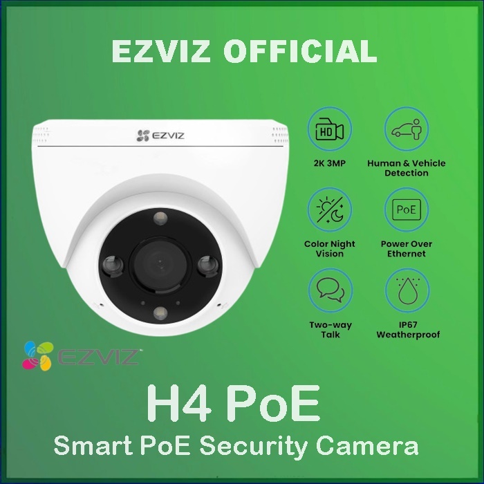 Ezviz H4 POE 2K 3MP Outdoor Smart PoE Security Camera