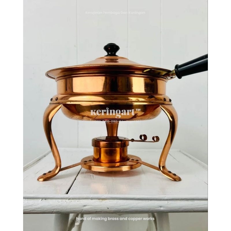 chafing dish - pemanas makanan bergagang bahan tembaga dan kuningan