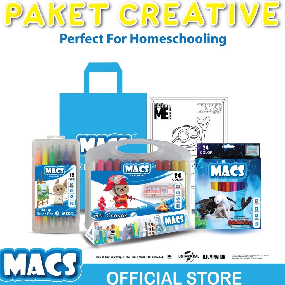 

Macs Paket Creative Paket Mewarnai Anak Pensil Warna Gel Crayon Pensil 2B Brush Pen Set