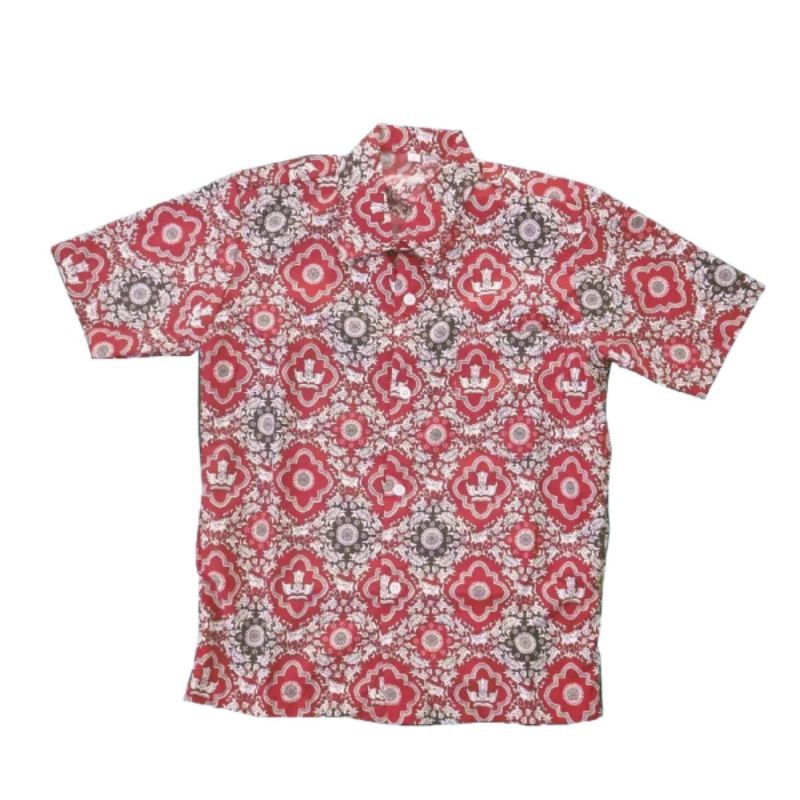 Baju Seragam Batik Sekolah Dasar (SD) Tunas Harapan Merah Lengan Pendek